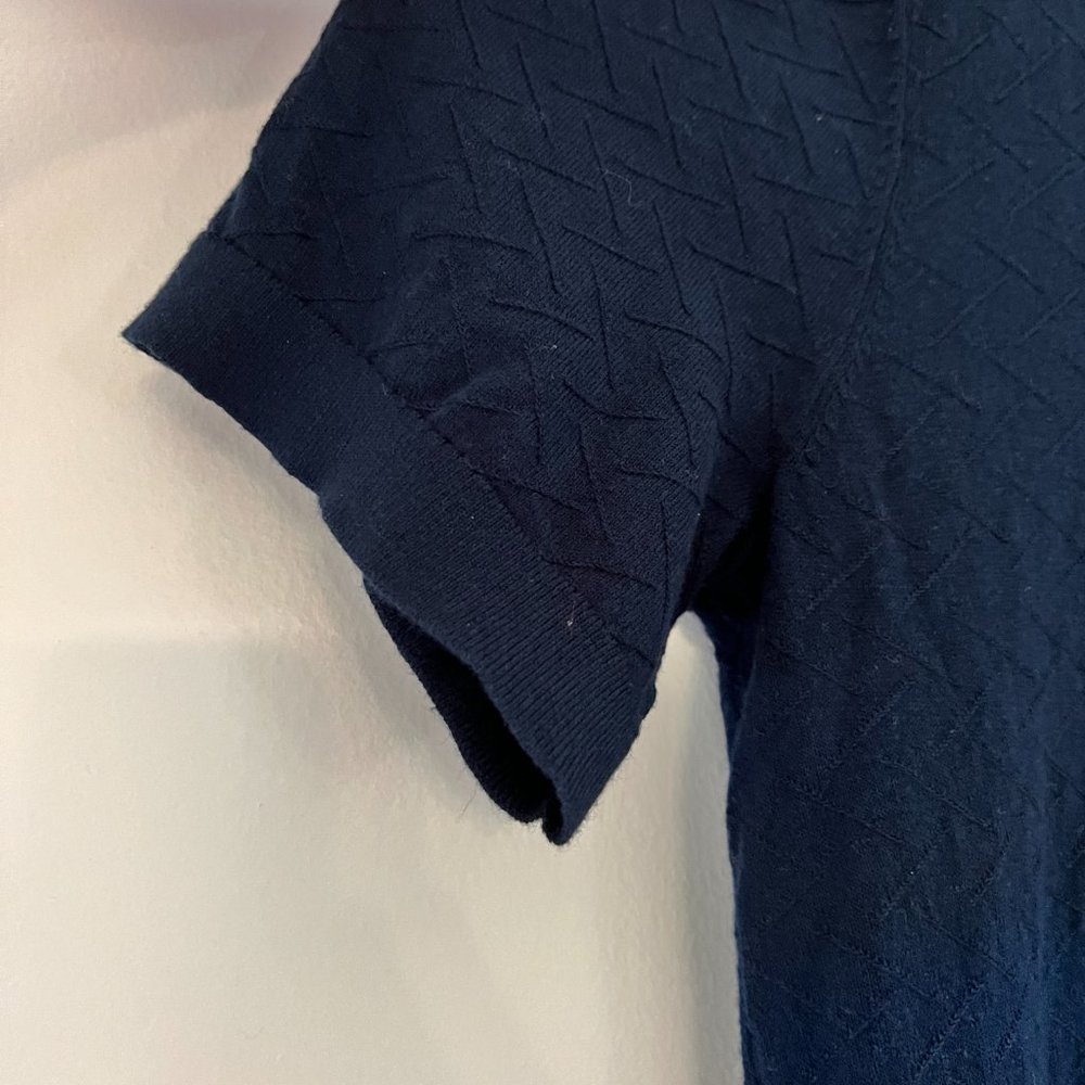 Express Zig Zag Cotton Short Sleeve Notch Polo Sweater (Large, Blue) - Picture 4 of 5